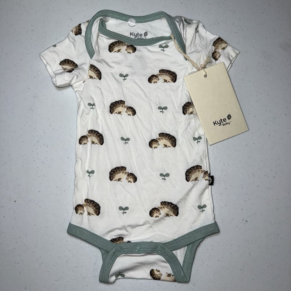 Kyte Baby Short Sleeve Bodysuit Bamboo Hedgehog Print Size 0-3 NWT